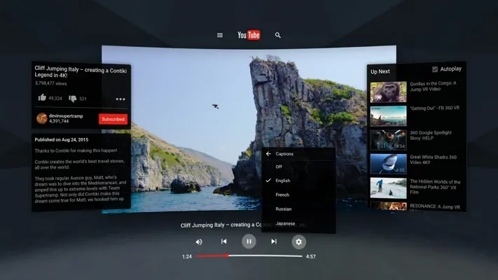 YouTube VR android App screenshot 1